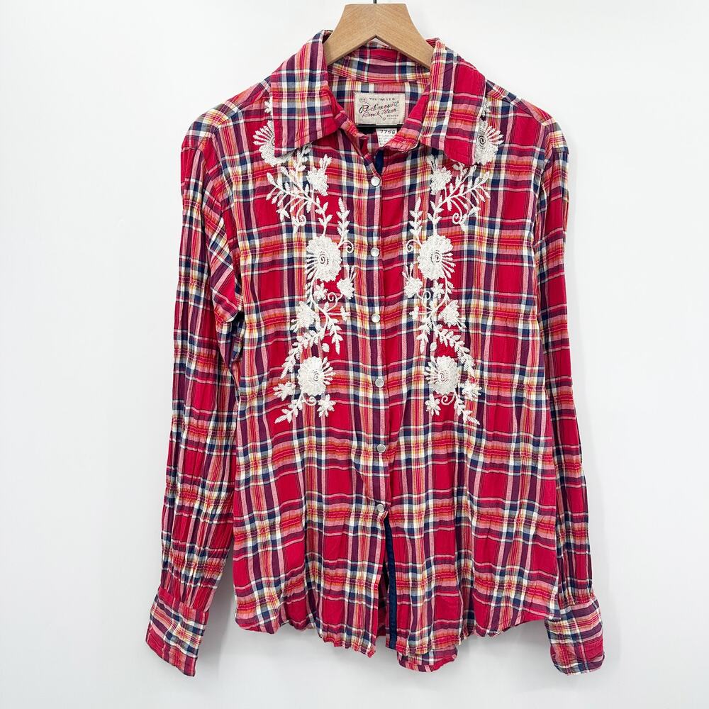 Rockmount‎ Ranch Wear Men's Western Shirt in Red White Embroidered Size Small